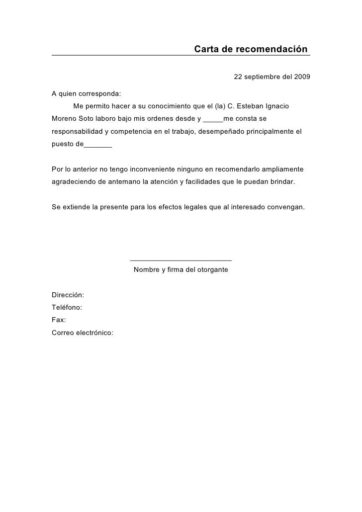 Carta De Recomendacion