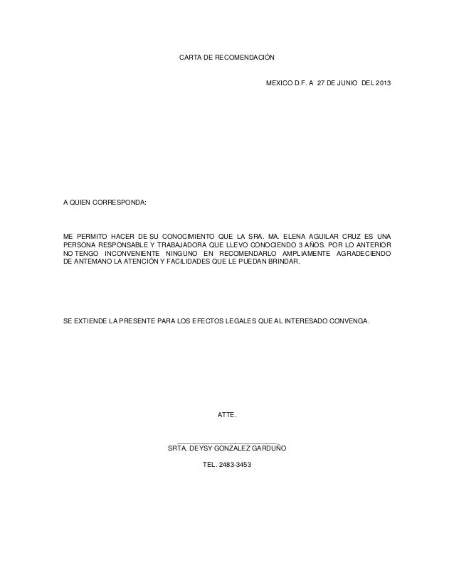 Carta de recomendación