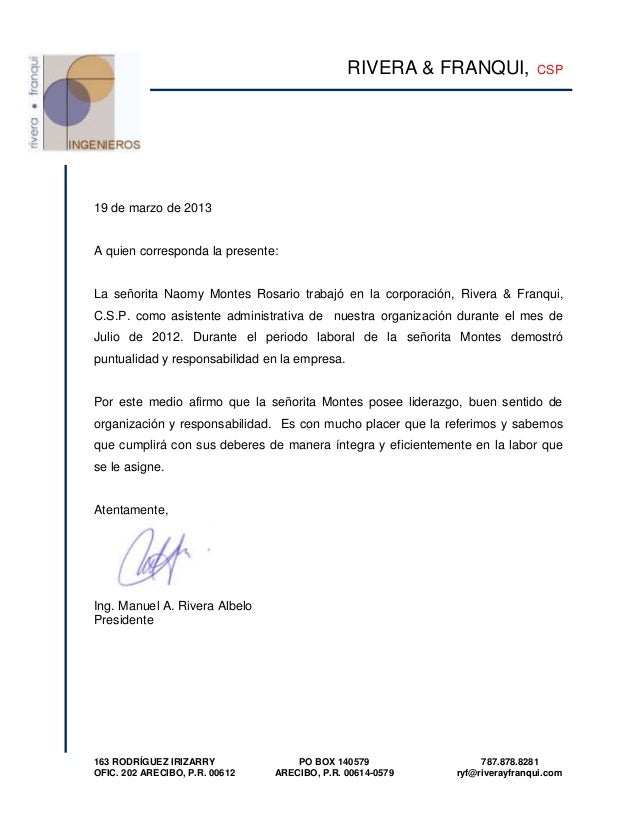 Carta de recomendación ing rivera albelo