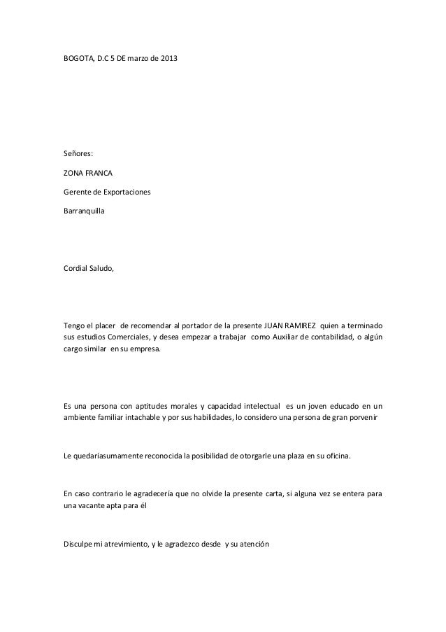 carta de recomendacion carta de recomendacion