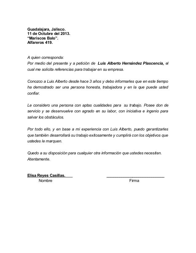 Carta de recomendacion