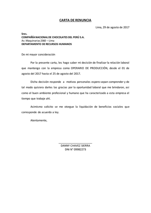 Carta de renuncia 2