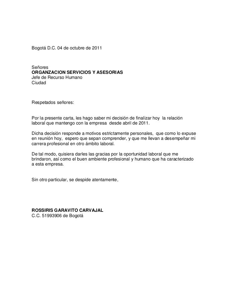 Carta de renuncia oct. 2011