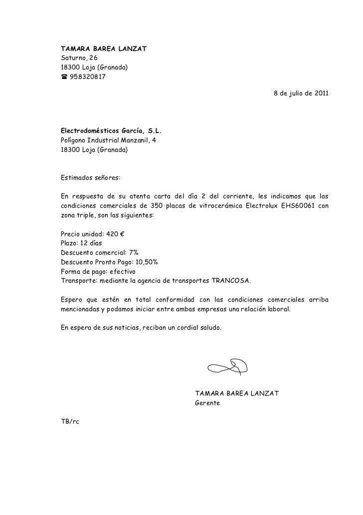 cartas de pedidos