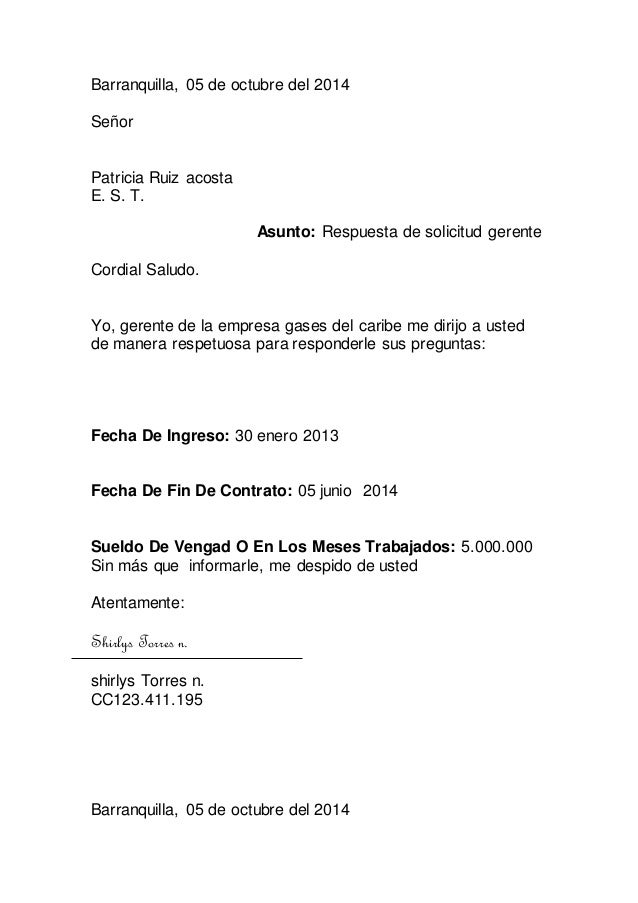 Carta de respuesta de shirlys torres