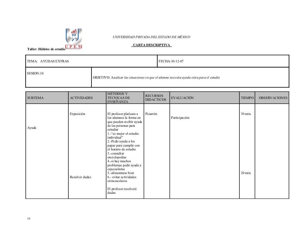 Carta Descriptiva Formatos Y Ejemplos Word Para Imprimir Images