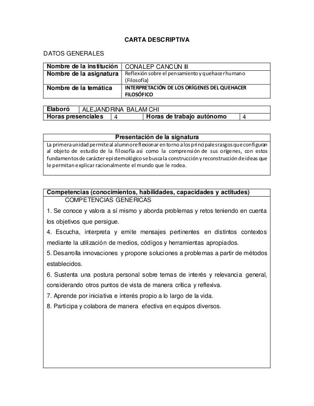 Carta descriptiva