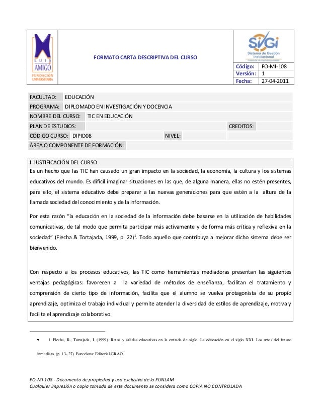 Carta descriptiva diplomado_curso_tic_en_educacion