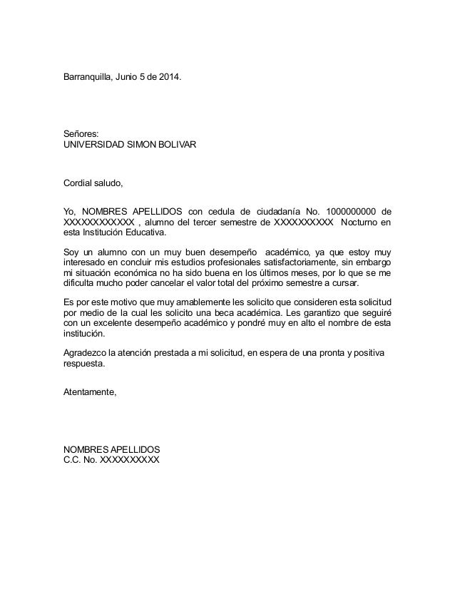 Carta De Solicitud Academica - w Carta De