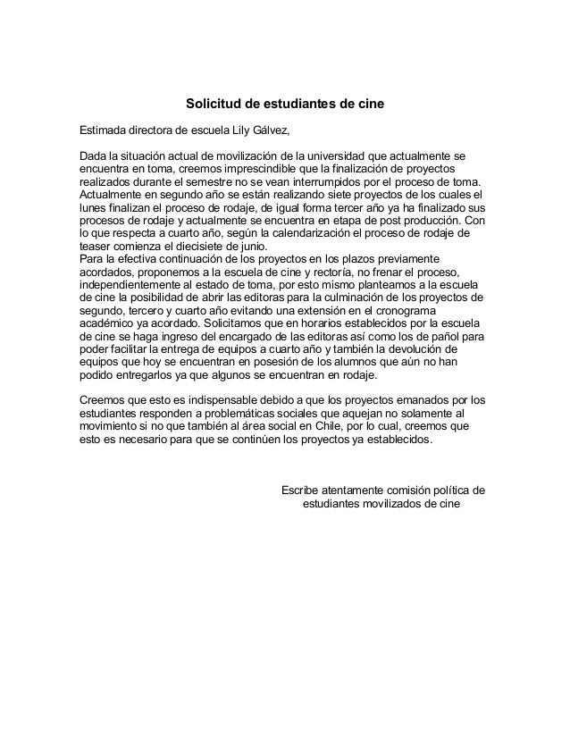 Carta de solicitud cine