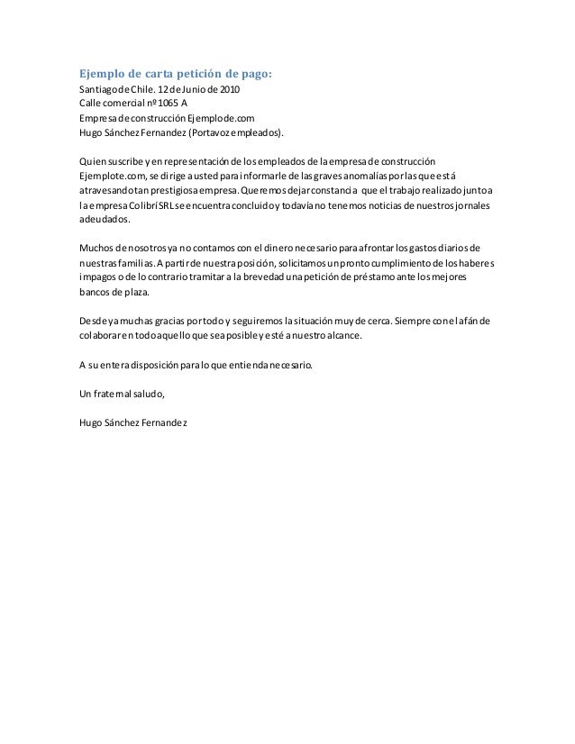 ejemplo de carta de peticion