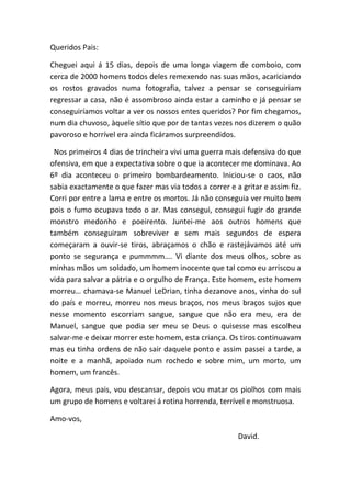 Carta de um soldado da 1ºguerra mundial