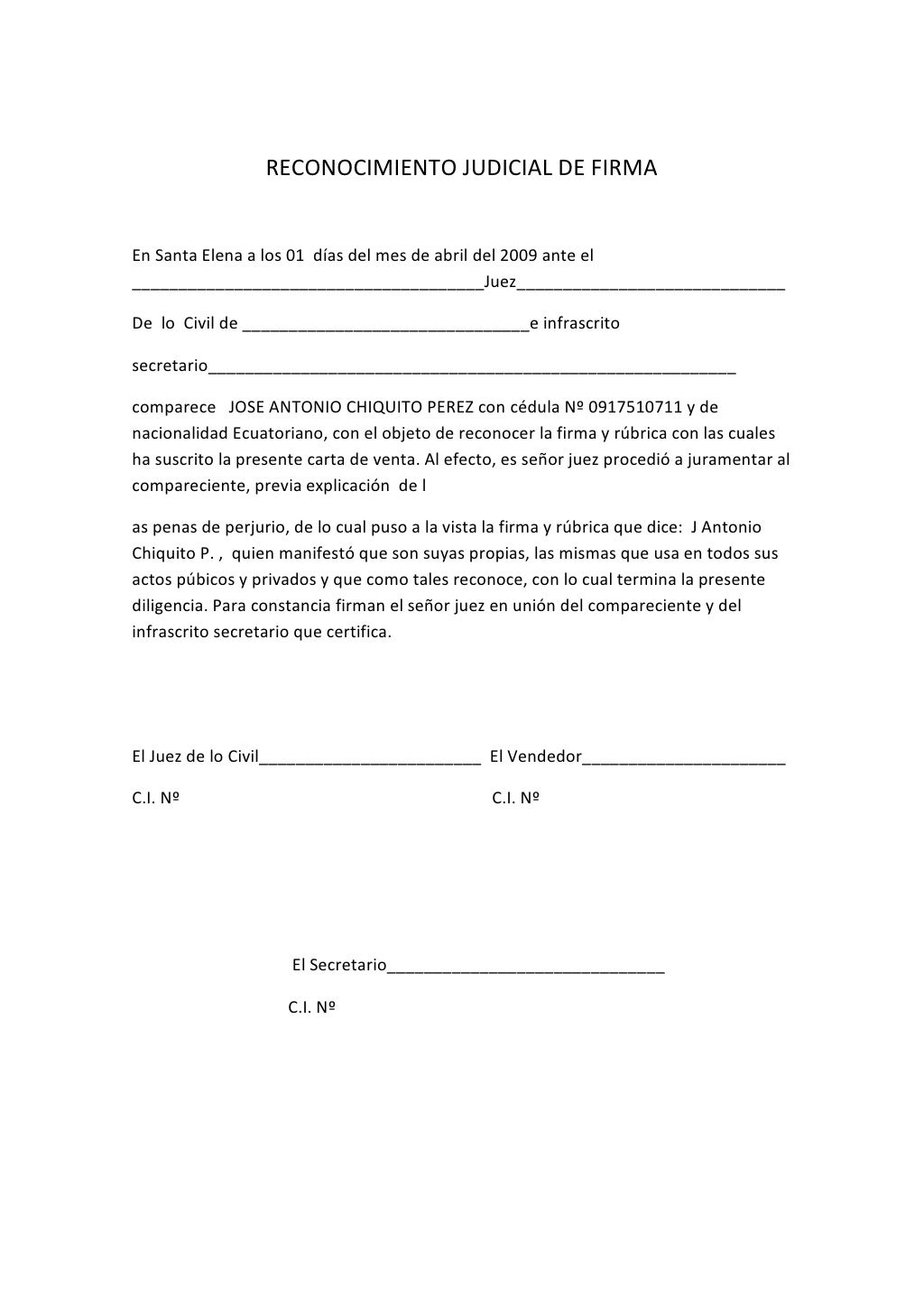 Carta de venta de vehiculo