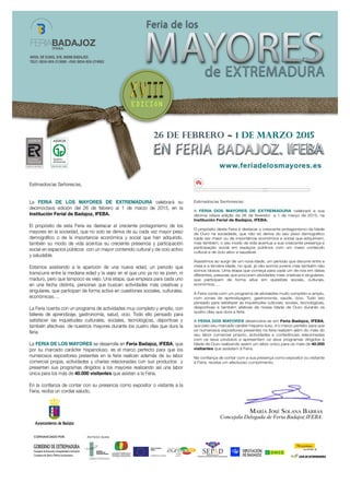 Feria de los Mayores de Extremadura 2015. Carta de la Directora.