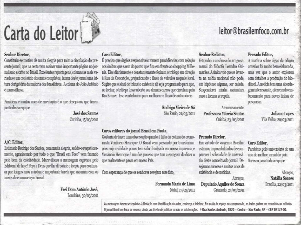 Carta do Leitor