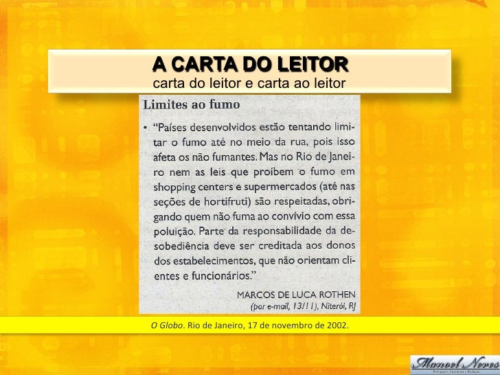 Carta do leitor e carta ao leitor