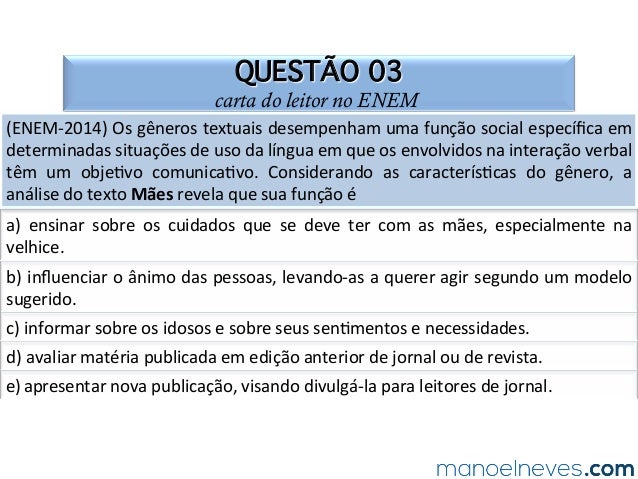 Gêneros textuais no ENEM: carta do leitor