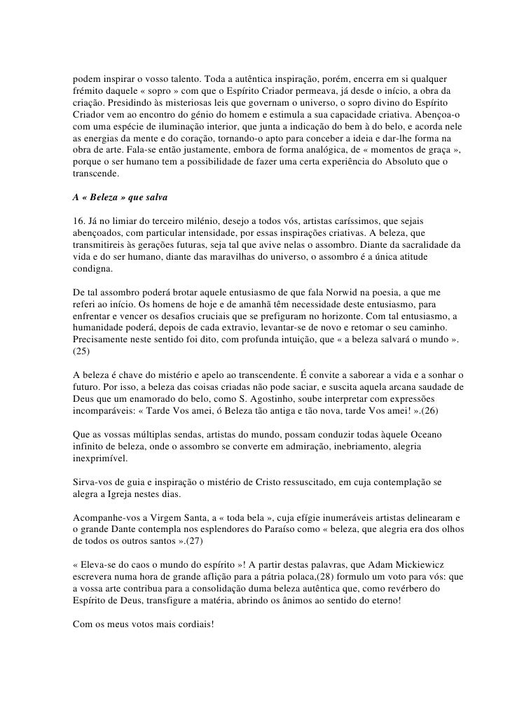 Carta do Papa aos Artistas