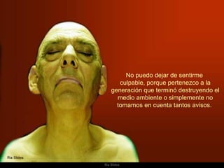 No puedo dejar de sentirme  culpable, porque pertenezco a la generación que terminó destruyendo el medio ambiente o simplemente no tomamos en cuenta tantos avisos.  