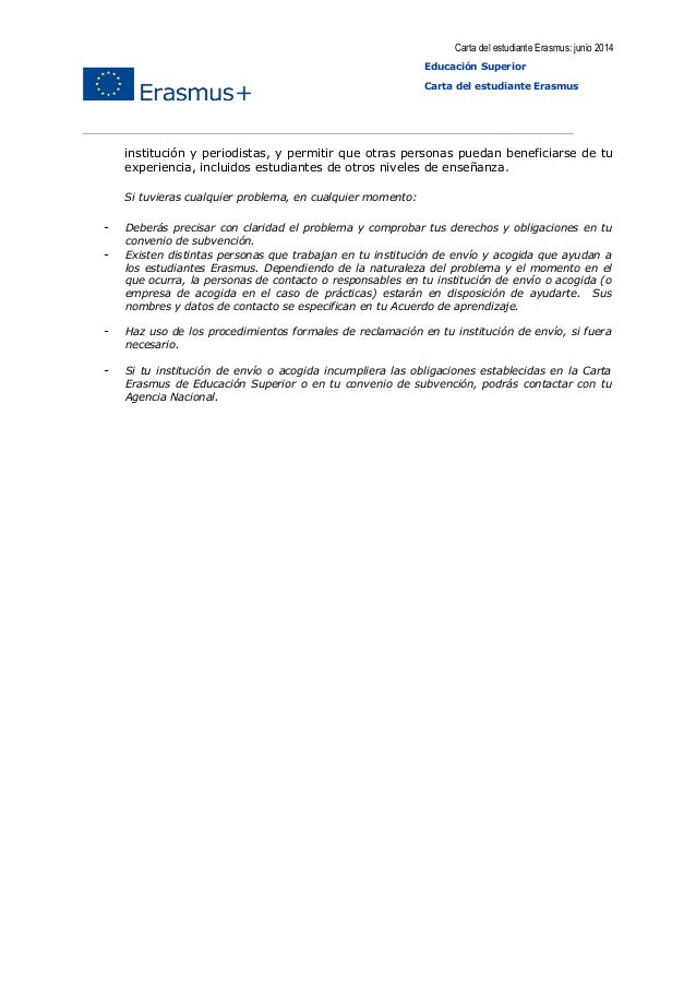 Carta Estudiante Erasmus 14
