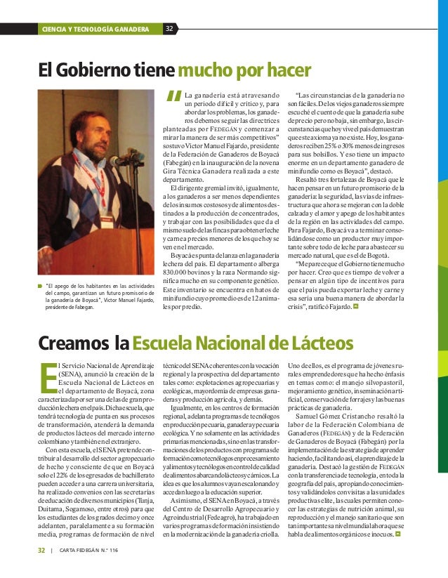 Los indicadores de la Leche. Carta fedegan 116