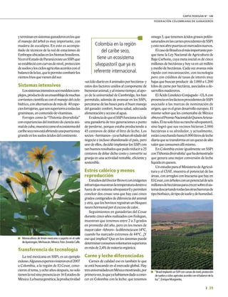 39
	 FEDERACIÓN COLOMBIANA DE GANADEROS
carta fedegÁn N°. 149
yterminanensistemasganaderosenlosque
el manejo del árbol es muy importante, con
madera de eucalipto. En esto es acompa-
ñado de técnicos de la red de estaciones de
Embrapaubicadasenlosbiomasbrasileros.
YaenelEstadodeParanáexisteunSSPique
seestablecióconcurvasdenivel,protección
desuelosylosciclosagrícolasacordesconel
balancedelaluz,quelepermitecombatirlos
vientosfríosquevienendelsur.
Sistemas intensivos
Lossistemasintensivossonmodeloscom-
plejos,productodeunensamblajedemuchas
corrientescientíficasconelmanejodelciclo
hídrico,conalternativasdemásde 40espe-
ciesforrajeras,quesonsuperioresatodaslas
gramíneas,encontenidodevitaminas.
Forrajes como la “Thitonia diversifolia”
conexperienciasdelinstitutodecienciaani-
maldecuba,muestracomoelecosistemadel
caribeseconosestáabriendounapuertamuy
grandeenlossuelosácidosdelcontinente.
Transferencia de tecnología
La red mexicana en SSPi, es un ejemplo
exitoso.Algunosexpertosvinieronenel2007
a Colombia, a la región de El Cesar, cono-
cieroneltema,yochoañosdespués,nosolo
tienenlaredsinopresenciaen16Estadosde
México.Labuenagenética,laproductividad
-unkilodiarioen4animalesporhectárea-y
estos dos factores unidos al componente de
bienestaranimal,yalmismotiempo,alapo-
yo de la universidad de Cambridge, les han
permitido, además de avanzar en los SSPi,
percatarse de las bases para el buen manejo
del ganado: confort, buena salud, adecuada
alimentaciónyaccesoalagua.
EvidenciadequeelSSPifuncionaeslade
una ganadería de tres generaciones a punto
de perderse, porque estaba produciendo a
45 centavos de dólar el litro de leche. Los
socios–hermanos–yasehabíanolvidadodel
negocio e incluso abandonado el país, pero
uno de ellos, decidió implantar los SSPi con
tanbuenosresultadosquepudoreducira25
centavos de dólar dicho costo y convertir su
granja en una actividad rentable, eficiente y
sostenible.
Estrés calórico y menos
reproducción
EstudiosdelDoctorBrownconimágenes
infrarrojasmuestranlatemperaturadentroo
fuera de un sistema silvopastoril y permiten
concluir dos cosas: una que hay casi cinco
grados centígrados de diferencia del animal
yotra,quelosbovinosregistranunbloqueo
neurohormonalporelexcesodecalor.
Seguimientos en ganaderías del Cesar
durantecincoañosrealizadosconFedegan,
muestran que tenemos entre 2 a 3 grados
en promedio del año, pero en los meses de
mayorcalor–febrero–ladiferenciason14°C,
cuando ha marcado extremos de 44°C. ¿Y
eso qué implica? Que en los sistemas puede
determinarconsumosvoluntariossuperiores
enmásde2,4%demateriaorgánica.
Carne y leche diferenciadas
Carnes de calidad eso es también lo que
se está buscando en el mercado global. Hay
tresuniversidadesenMéxicomostrando,por
primeravez,loqueyahabíamosdadoacono-
cer en Colombia con la leche: que tenemos
Colombia en la región
del caribe seco,
tiene un ecosistema
silvopastoril que ya es
referente internacional.
“BrasilimplantóunSSPiconcurvasdenivel,protección
desuelosyciclosagrícolasacordesconelbalancedela
luz”,Enrique Murgüeitio.
Monocultivos de limón mexicano o pajarito en el valle
deApatzingán,Michoacán,México.Foto:ZoraidaCalle.
omega3,quetenemosácidosgrasospoliin-
saturadosenlascarnesprocedentesdeSSPi
yestonosabrepuertasenmercadosnuevos.
ElcasodeBrasileselmásimportantepor-
que tiene la Ley Nacional de Agricultura de
Bajo Carbono, cuya meta inicial es de cinco
millones de hectáreas y hoy va en un millón
y medio de hectáreas. Cada vez avanza más
rápido con mecanización, con tecnología
pero con créditos de tasas de interés muy
bajasquebuscanproducir de1.000a1.200
kilos de carne por hectárea, asociados a de-
sarrollosmadereros.
El Ácido Linoleico Conjugado - CLA con
presenciaenloslácteosprocedentesdeSSPi
asociado a las marcas de nominación de
origen,queeselgrandesarrolloeuropeo.El
mismo señor que les comentaba de México
obtuvoelPremioNacionaldeQuesosArtesa-
nales.Élnosolohizosuranchosilvopastoril,
sino logró que sus vecinos hicieran 2.000
hectáreas a su alrededor, y actualmente,
estáncosechandohasta8.000litrosdeleche
diariaquesetransformaenunquesodealto
valorqueconsumenallímismo.
En Colombia existe igualmente un SSPi
conTithoniadiversifolia’quehademostrado
que genera una mejor conversión de leche
líquidaenquesos.
UnestudioparaelMinisteriodeAgricul-
tura y el CIAT, muestra el potencial de las
áreas, con arreglos con leucaena que hay en
ElCesar,conárbolesconunpotencialdeseis
millonesdehectáreasparacrecersobreelsis-
temadescartandotodaslasotrasbarrerasde
tipobiofísico,detipodesueloydehumedad.
 