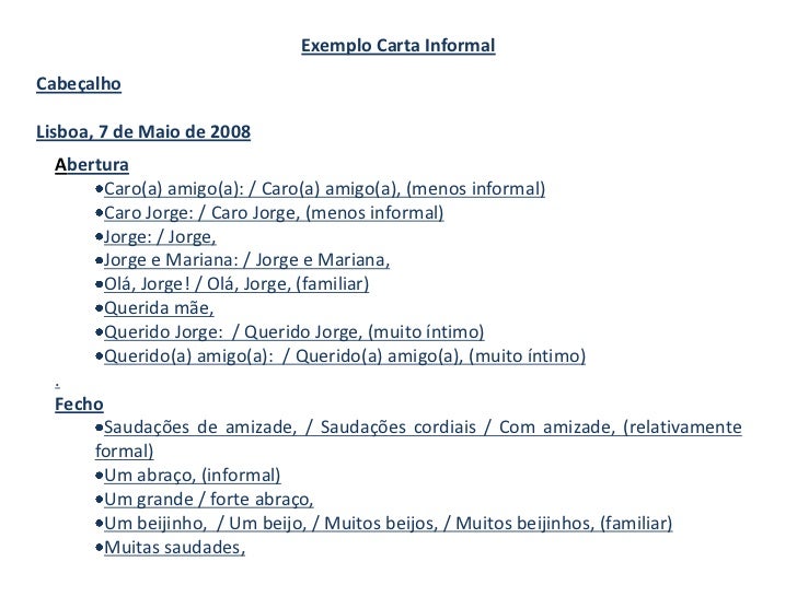 Carta Informal Exemplo Portugues - Top Quotes p