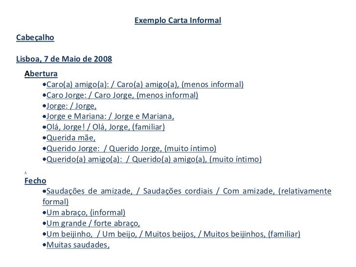 Carta formal e informal