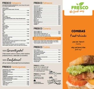 Menú Restaurante Frescofood