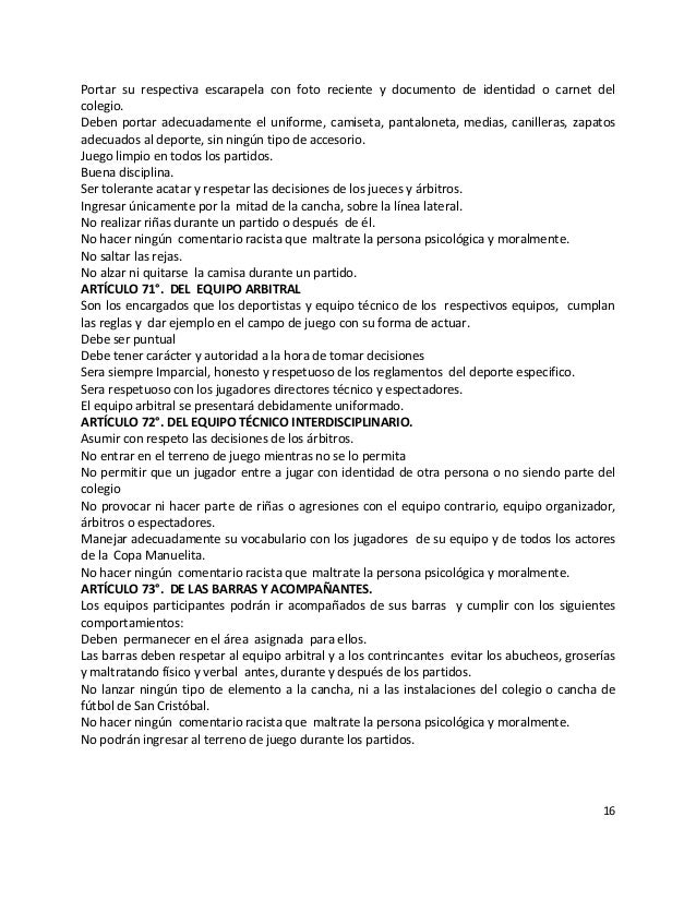 Carta Fundamental Copa Manuelita