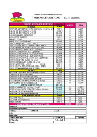 Carta Grupo catering