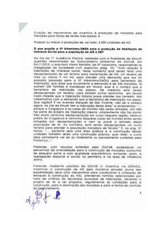 Carta à Secretaria de Habitação