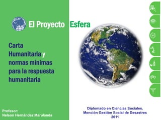 El Proyecto Esfera

   Carta
   Humanitaria y
   normas mínimas
   para la respuesta
   humanitaria



Profesor:
Nelson Hernández Marulanda
 
