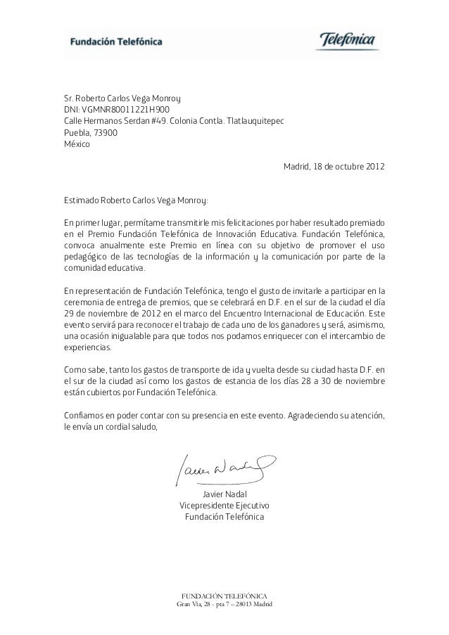 Carta inivitación_ Premiación Fundacion Telefonica