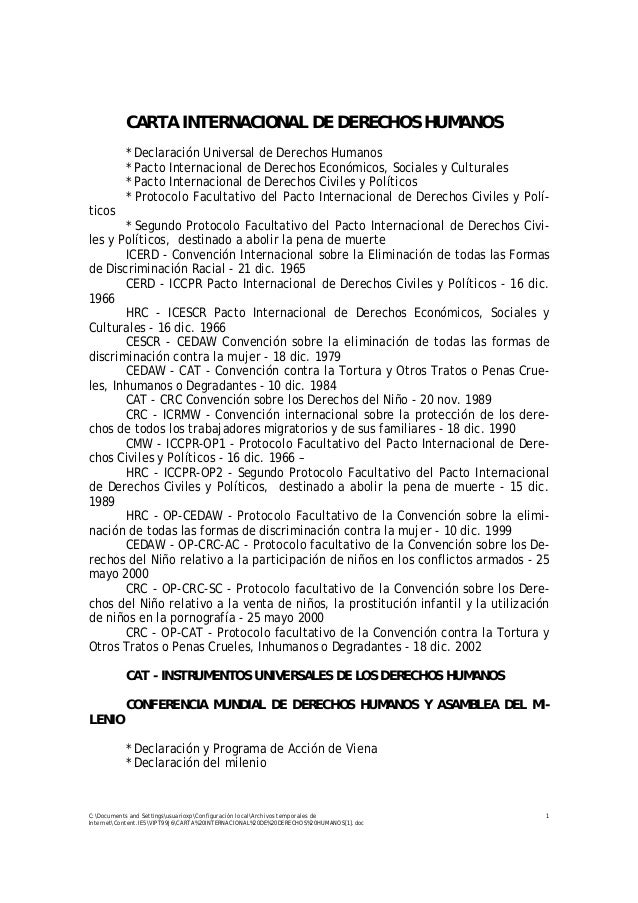 Carta De Derechos Humanos Onu