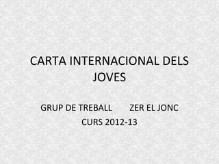 CARTA INTERNACIONAL DELS
          JOVES

 GRUP DE TREBALL    ZER EL JONC
          CURS 2012-13
 