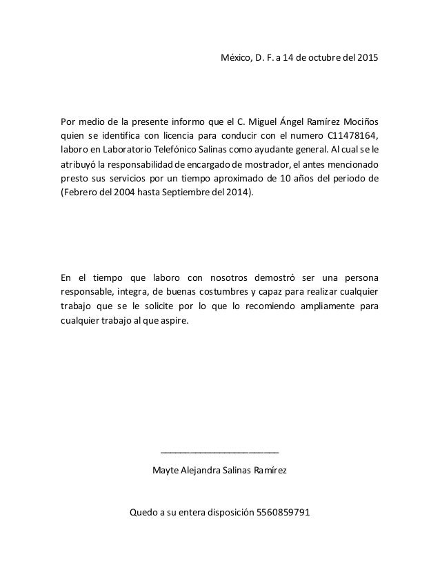 Carta De Recomendacion Buena Conducta - s Carta De