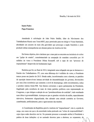 Carta Marcelo Lavanere para o Papa