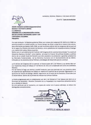 Carta Morelos, México Hover invitación 094