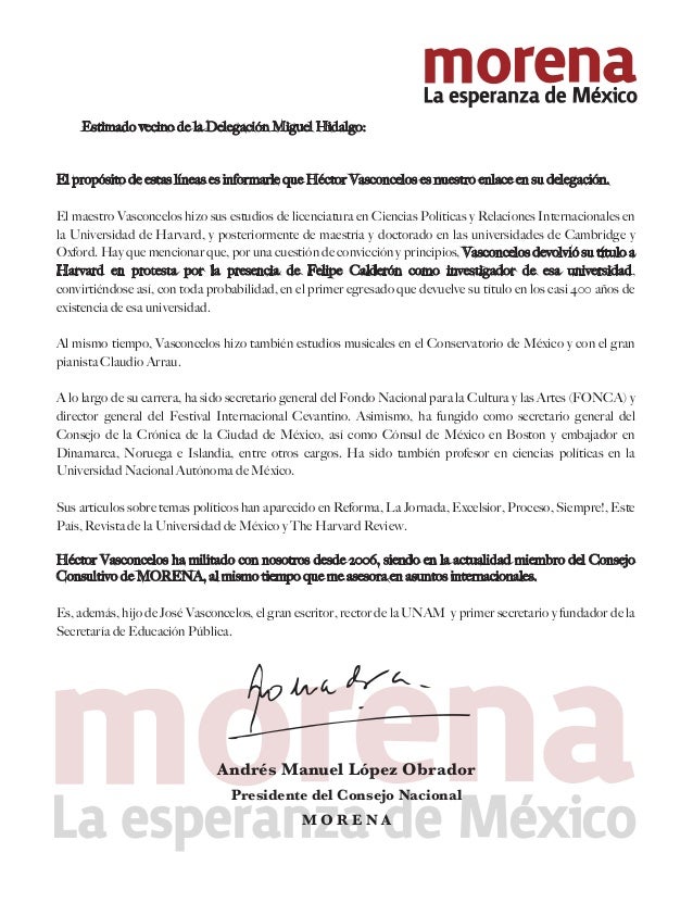 Carta a ciudadanos de la delegación Miguel Hidalgo