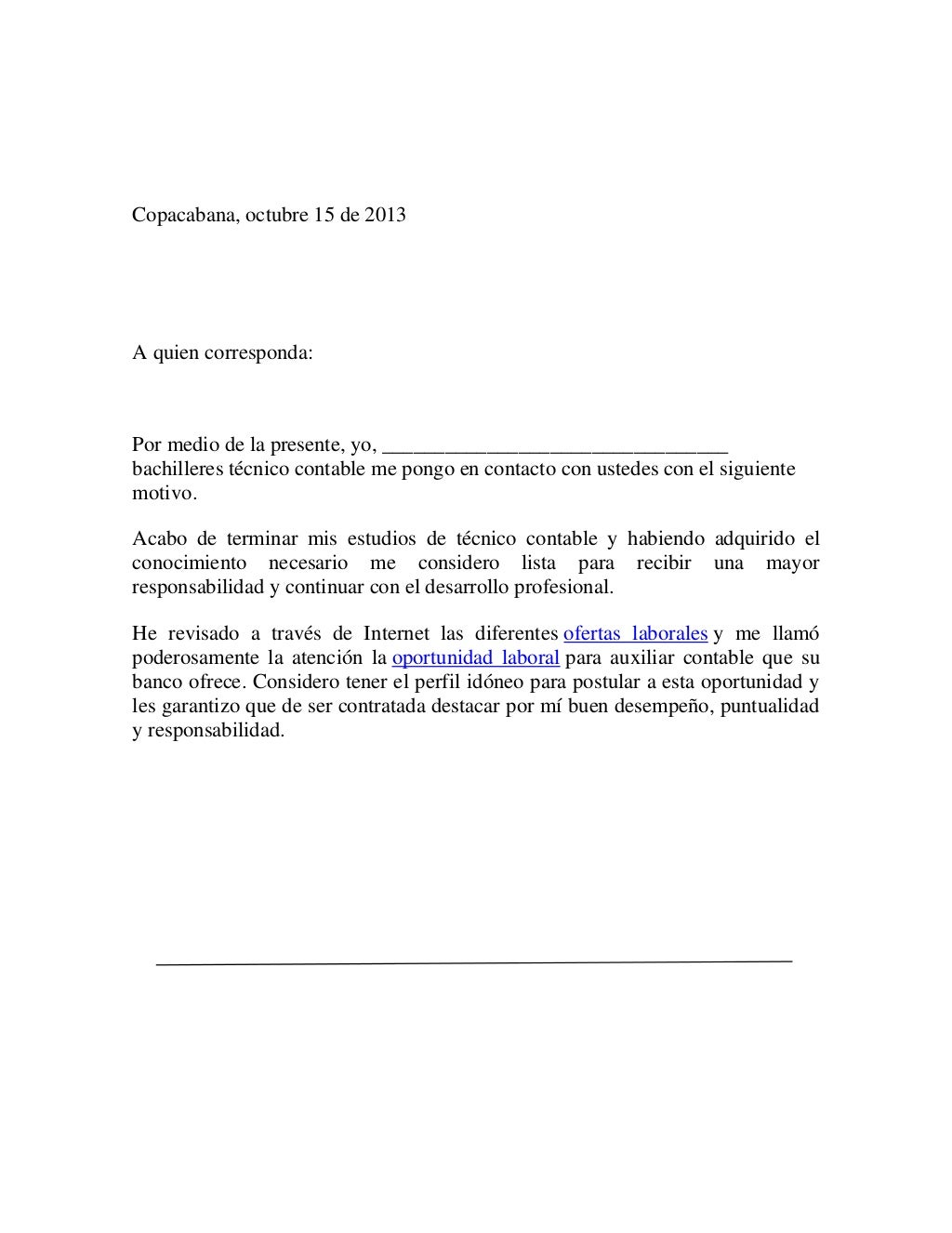 Carta para empleo