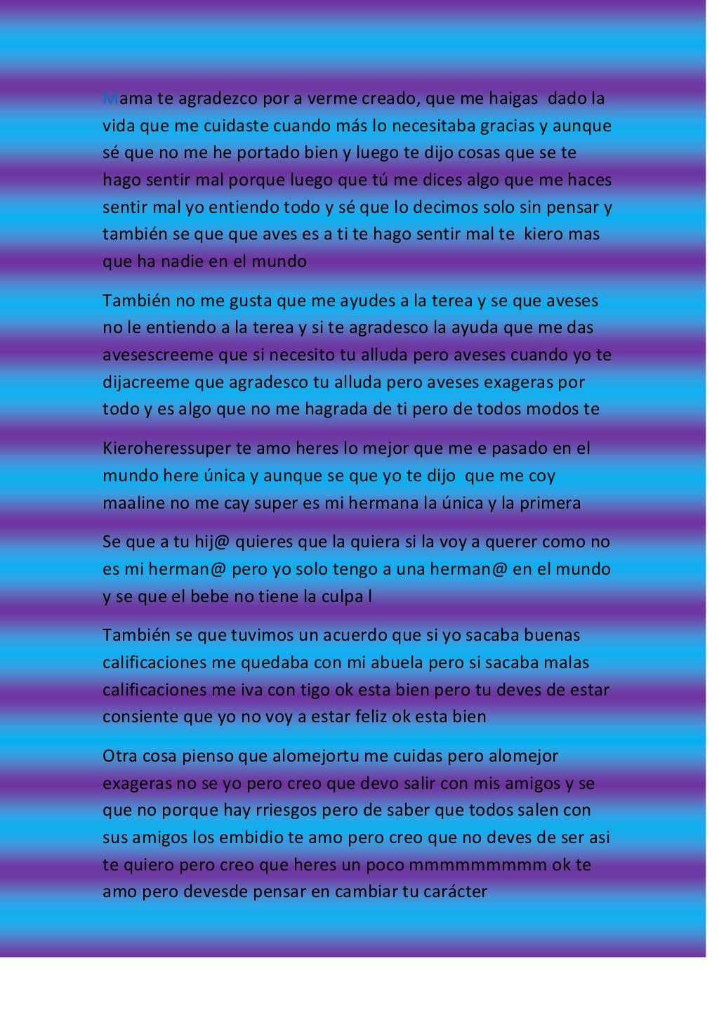 Carta Para Mi Mama