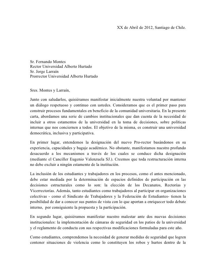 Carta (para ser discutida en las carreras)