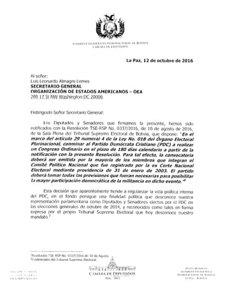 Carta de PDC a la OEA