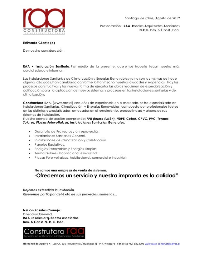 cartas de presentacion de una empresa