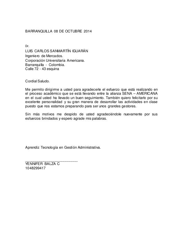 Carta profesor