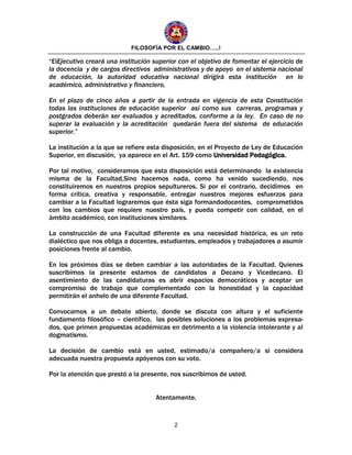 Carta profesores filosofia