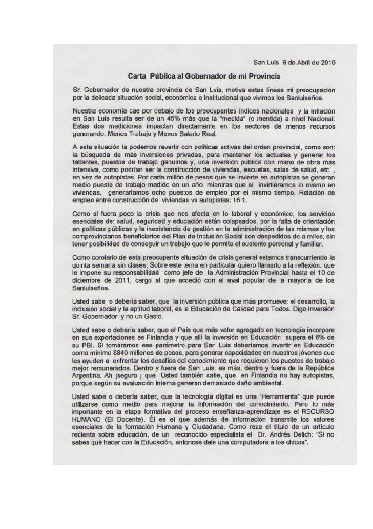 Carta Publica Al Gobernador