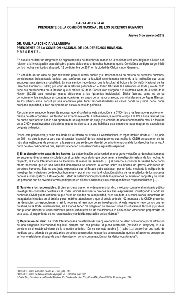 Carta publica de organismos de DDHH a la CNDH - Asesinato 