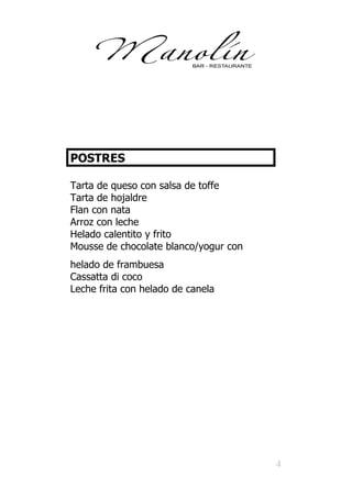 Carta Raciones Restaurante Manolin Valladolid capital mejores ...